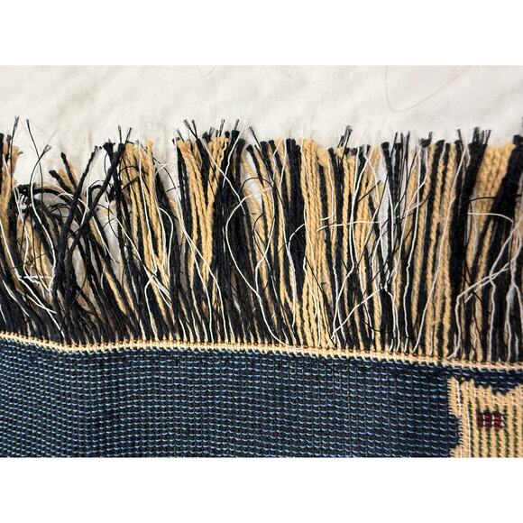 Vintage Christmas Tapestry Throw Blanket Teddy Train Soldiers Fringe Nostalgic - Picture 15 of 15